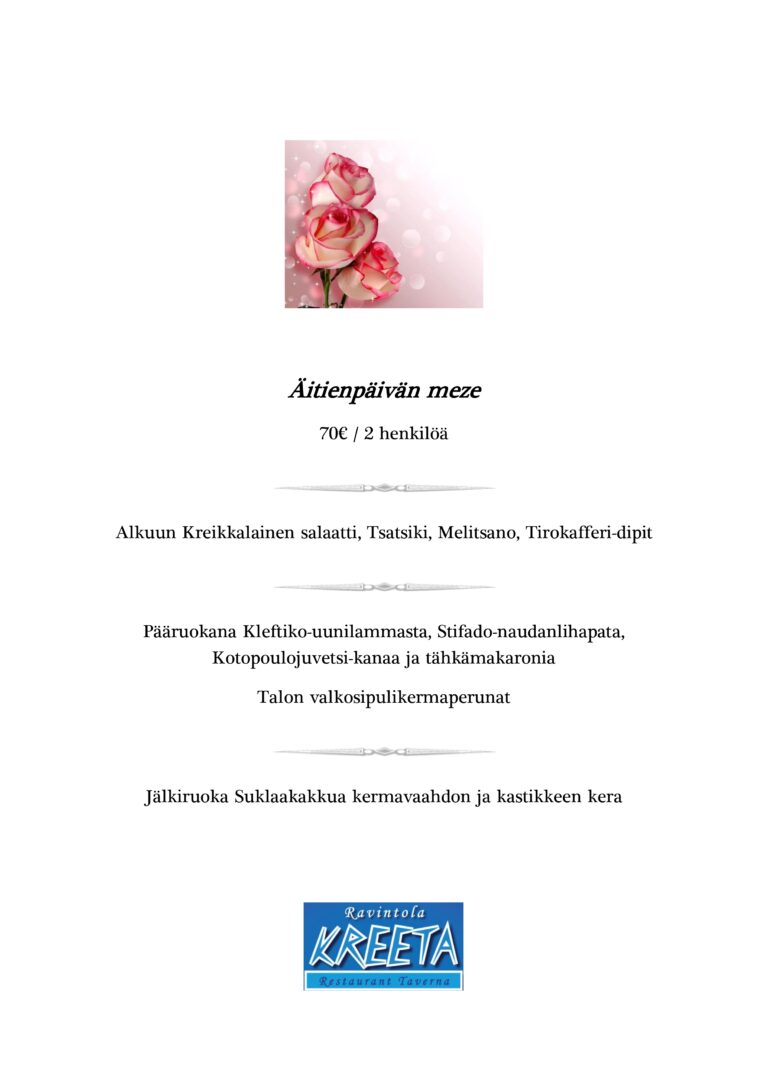 Kuva jossa kerrotaan äitienpäivä 2026 mezen sisällöstä